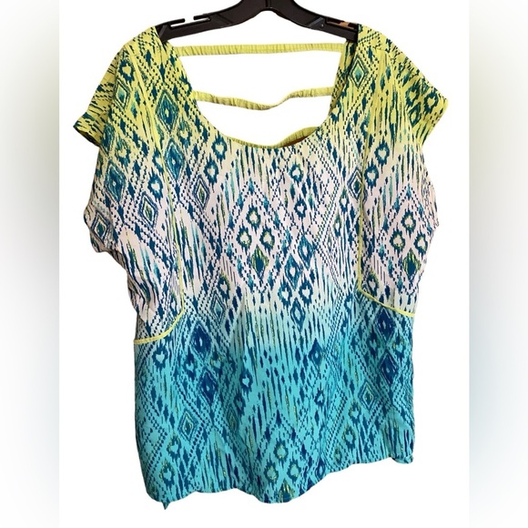 American Eagle outfitters 100%poly quick dry, summer blouse, geometric d… - Picture 2 of 15